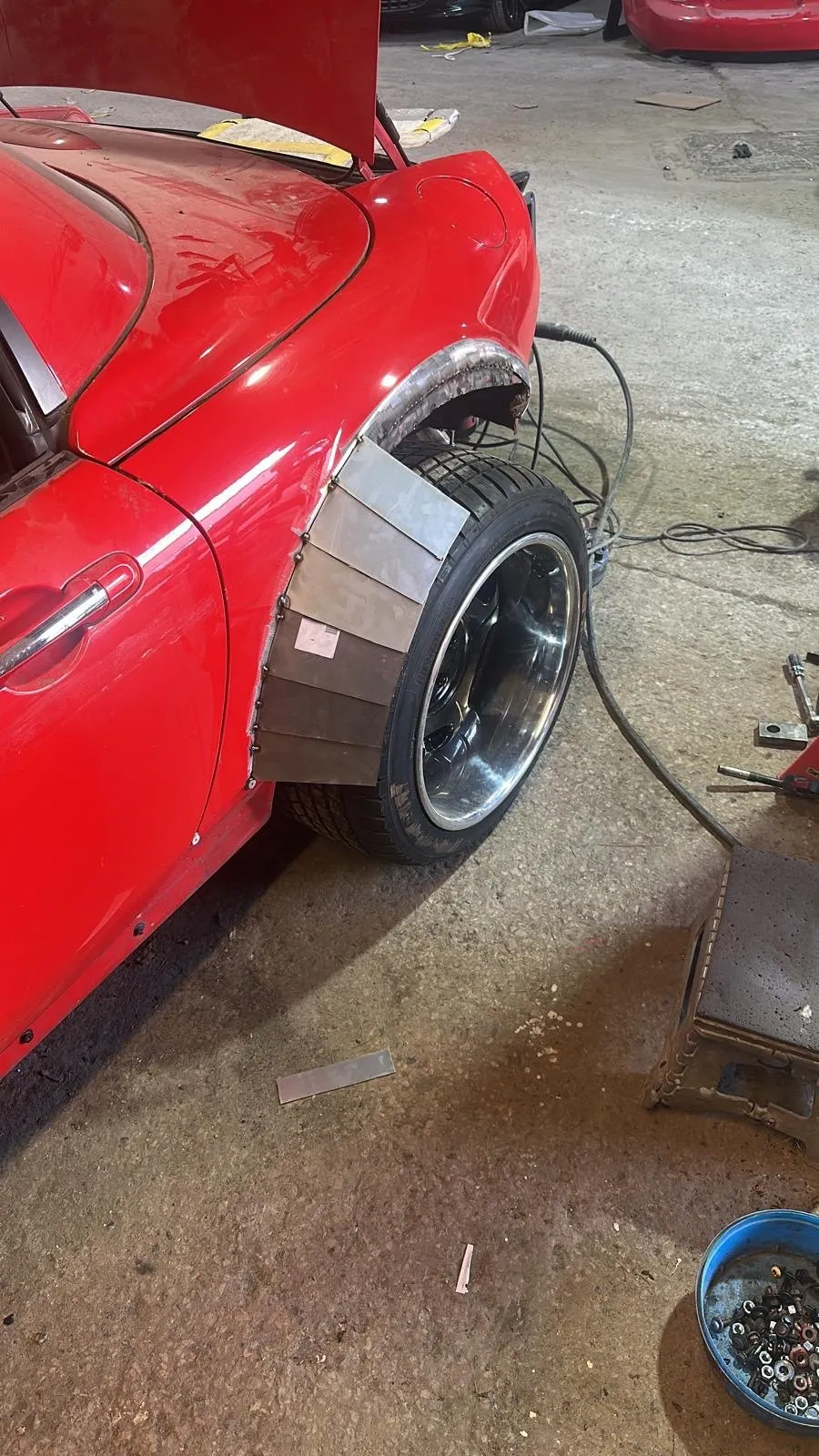New rear arch shaped in metal on a classic, not filler